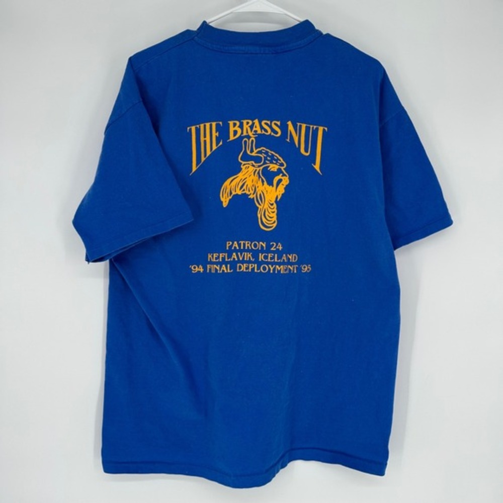Vintage 90s Hanes‎ Beefy-T VP-24 Navy Deployment T-Shirt Blue XL Single Stitch